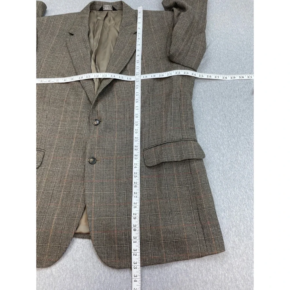 Jos A Bank Blazer Mens 46R Windowpane Houndstooth 100% Wool Single Breast